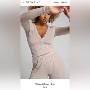 Negative Whipped Henley top in Sand - S